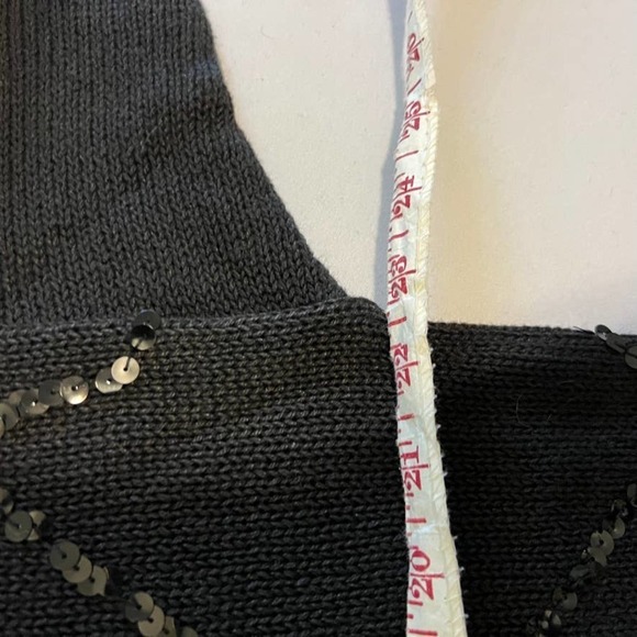 Vintage Cervelle black sequin pattern long sweater L - Picture 4 of 9